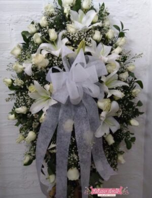 ramo funebre rosas blancas y lirios
