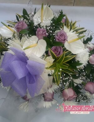 cubre caja con rosas moradas