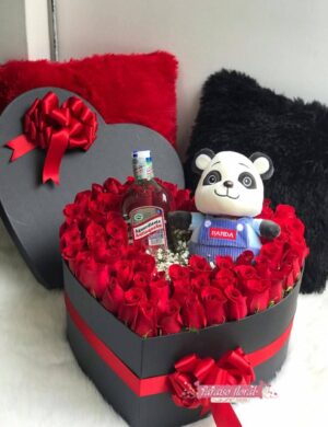 caja corazon con panda