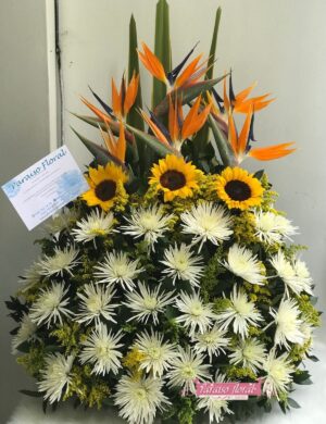 ramo funebre con fully y girasoles