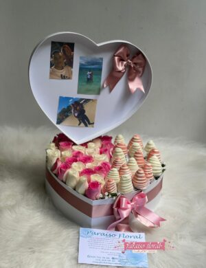 Caja Corazon Rosas, Con Fotos